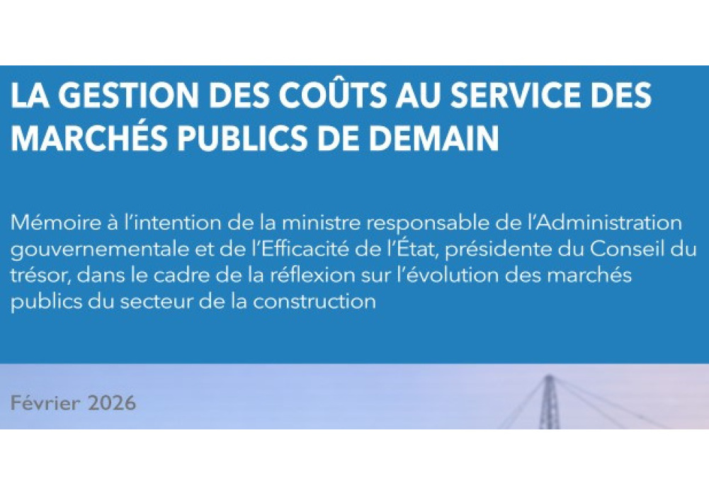 Mémoire : La gestion des coûts au service des marchés publics de demain